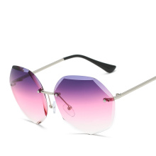 Nueva llegada gafas de sol sin montura para mujer hermosas 2019 de metal de gran tamaño Vintage Gafas de sol